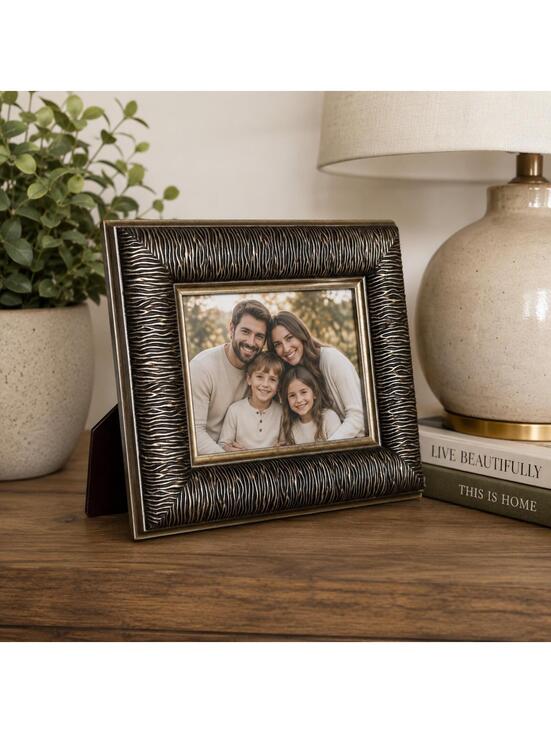 Other - Vintage Wood Picture Frame 5x7 Photo Frame Bronze Textured Design